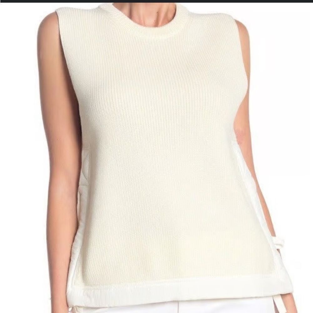 Helmut Lang Cream Ribbed military vest Sleeveless Top